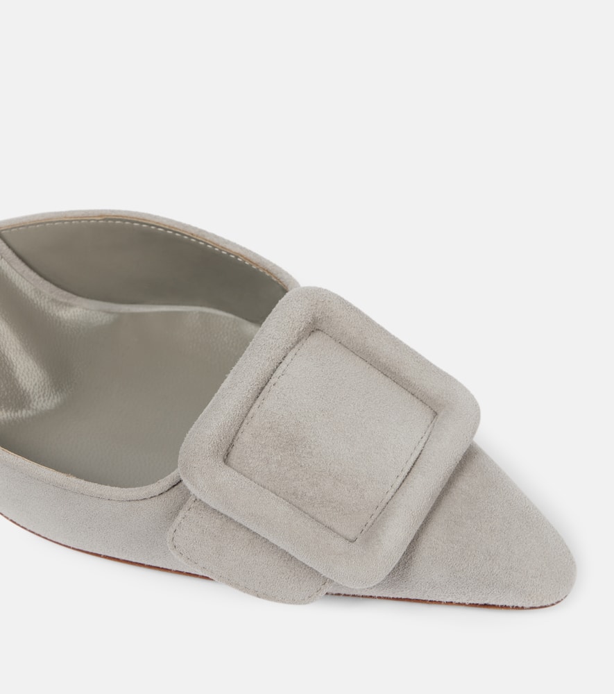 Manolo Blahnik Maysale Suede Mules In Grey