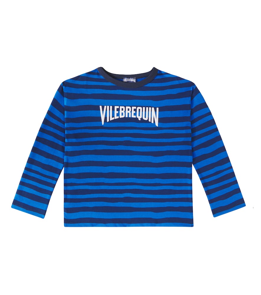Vilebrequin Logo Striped Cotton Jersey T-shirt In Bleu Marine