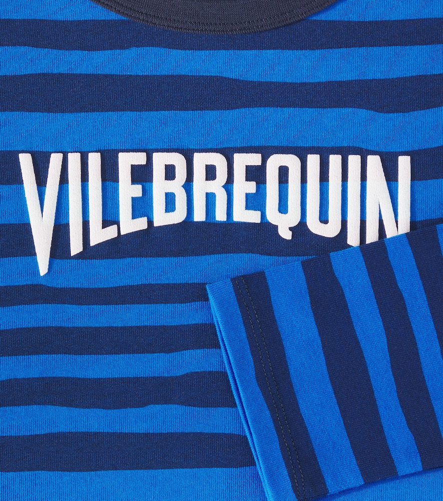 Vilebrequin Logo Striped Cotton Jersey T-shirt In Bleu Marine