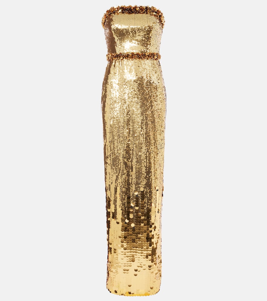 Rebecca Vallance Golden Hour Sequined Gown In Gold
