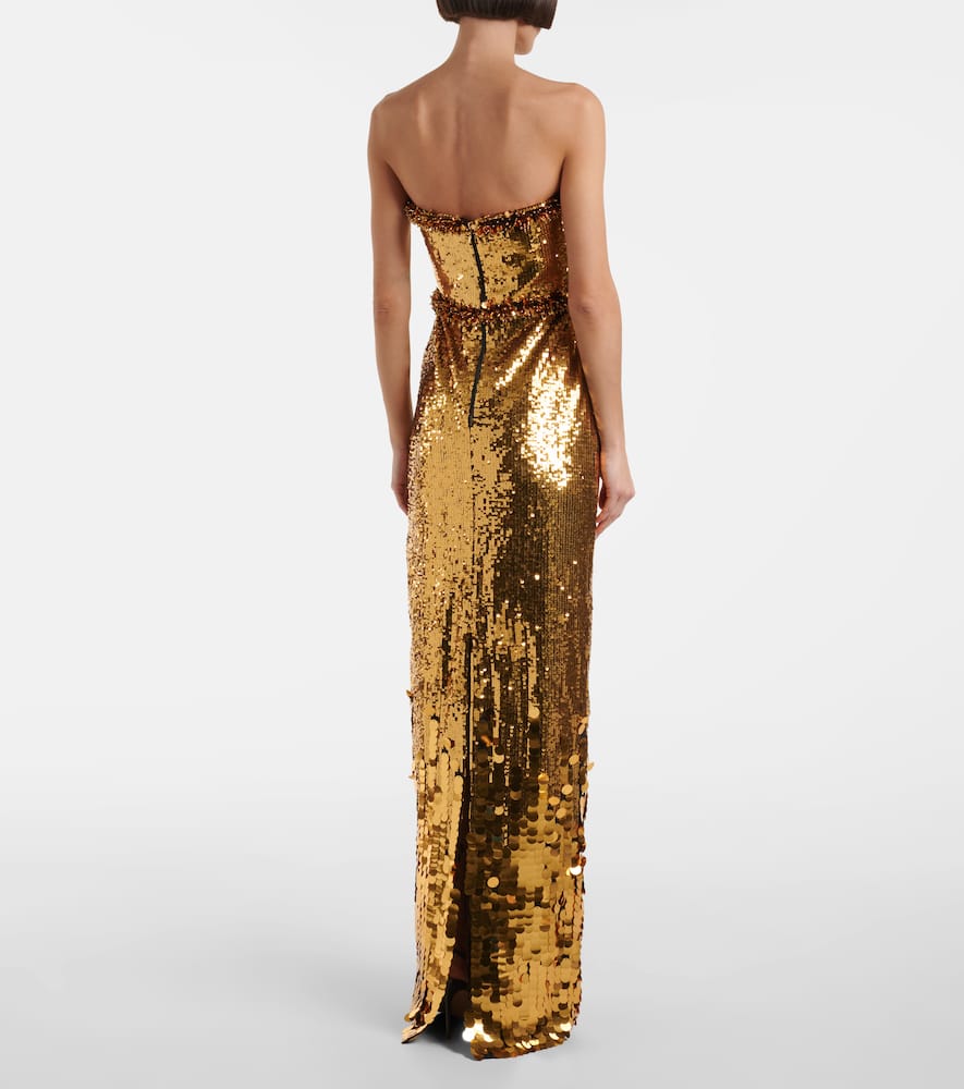 Rebecca Vallance Golden Hour Sequined Gown In Gold