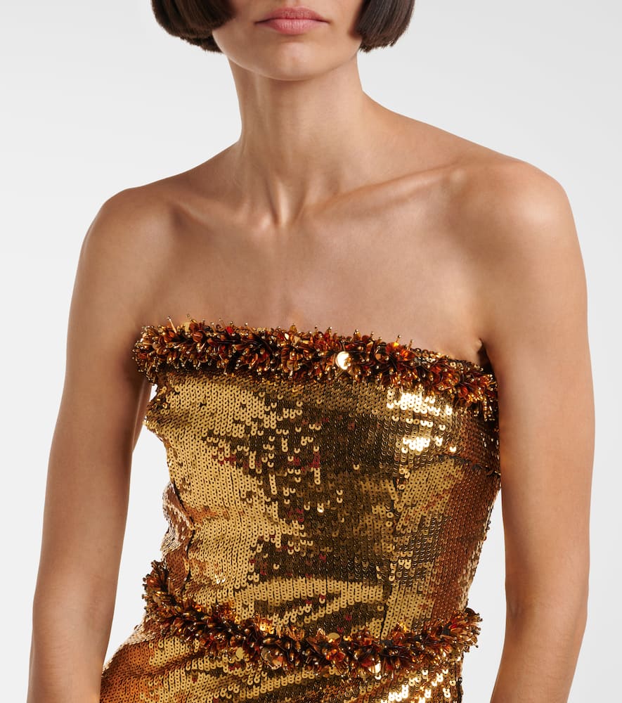 Rebecca Vallance Golden Hour Sequined Gown In Gold