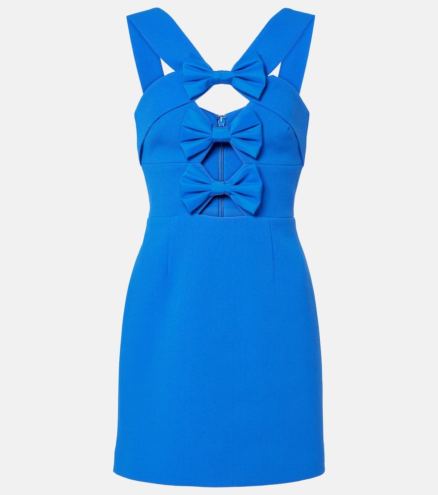 Rebecca Vallance Antonella Bow-detail Taffeta Minidress In Blue