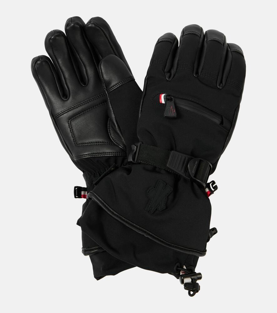 Moncler Leather-trimmed gloves