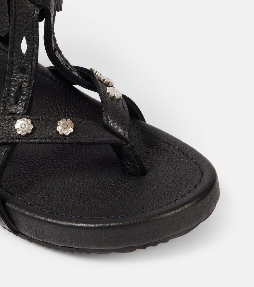 Isabel Marant Embellished Leather Straps Sandals In Black