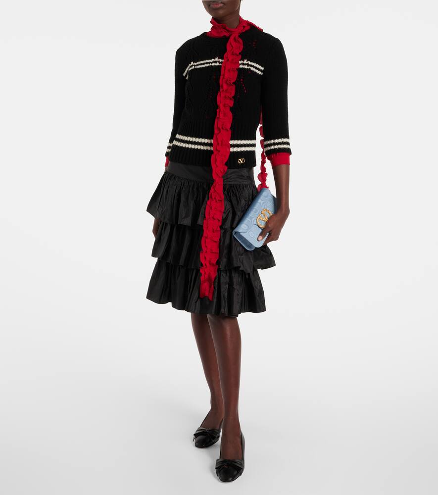 Valentino Striped Wool Sweater In Black