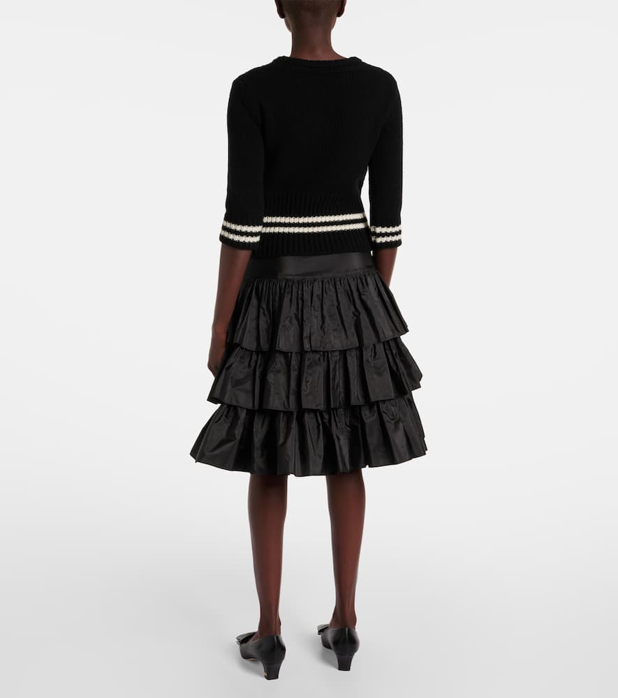 Valentino Striped Wool Sweater In Black