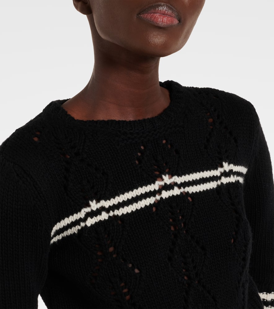 Valentino Striped Wool Sweater In Black