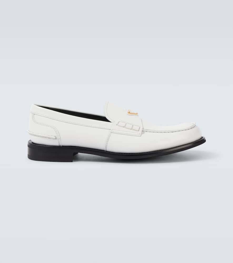 Prada Brushed Leather Loafers In White