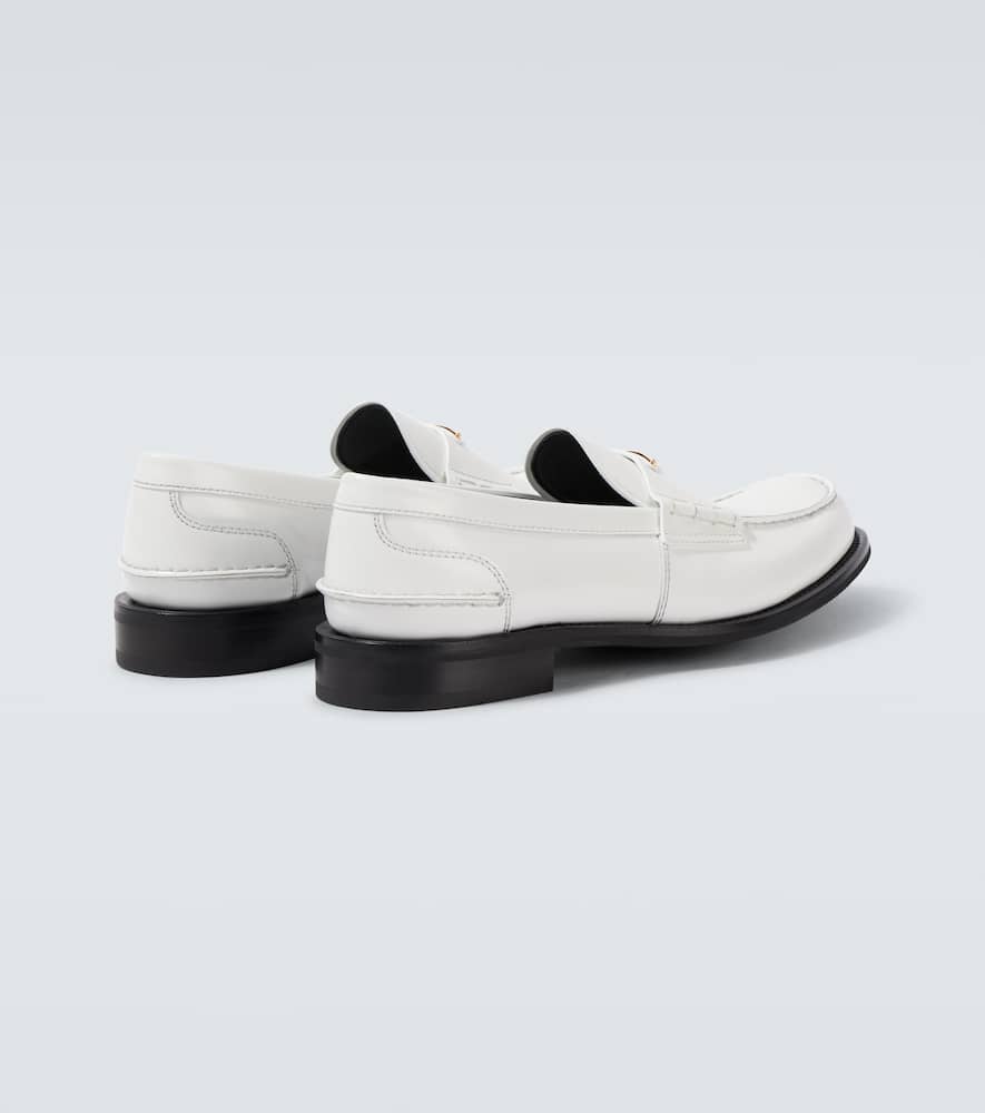 Prada Brushed Leather Loafers In White