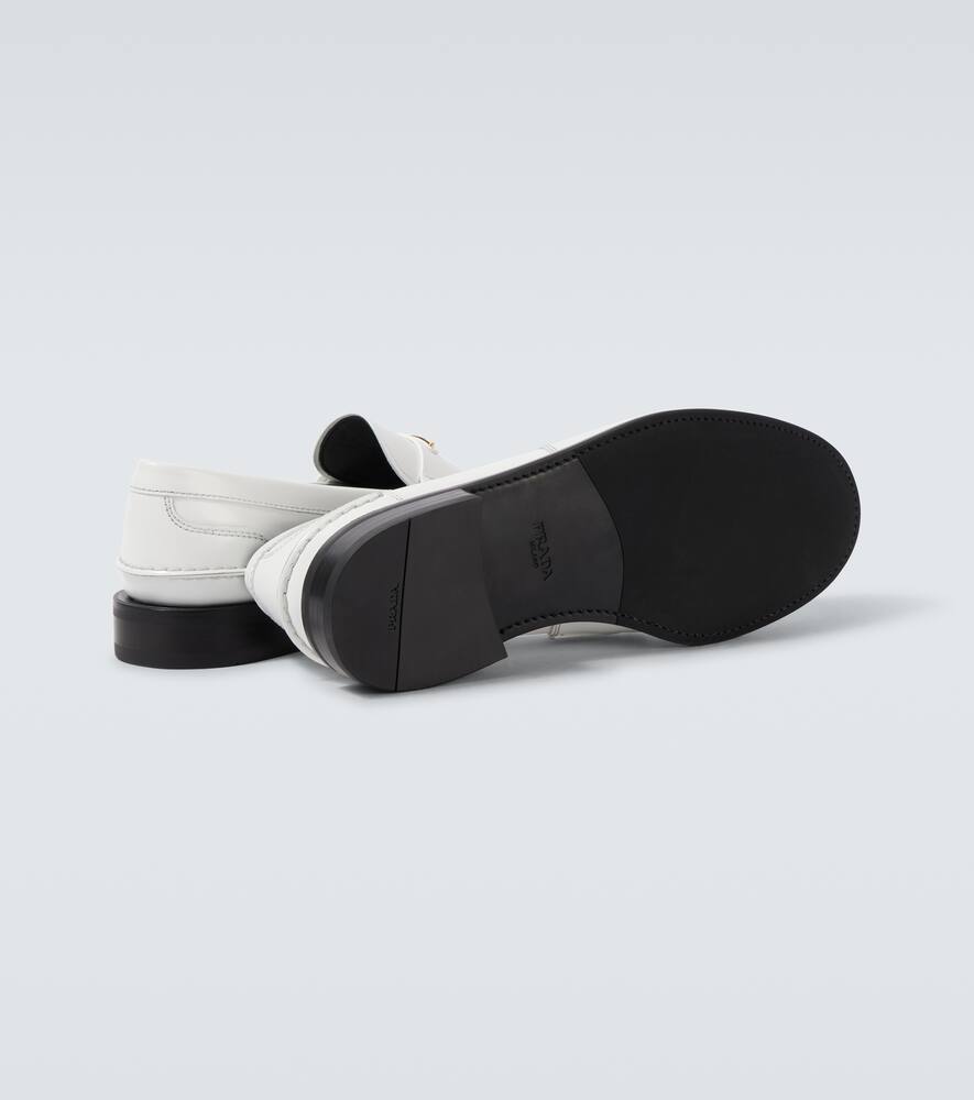Prada Brushed Leather Loafers In White