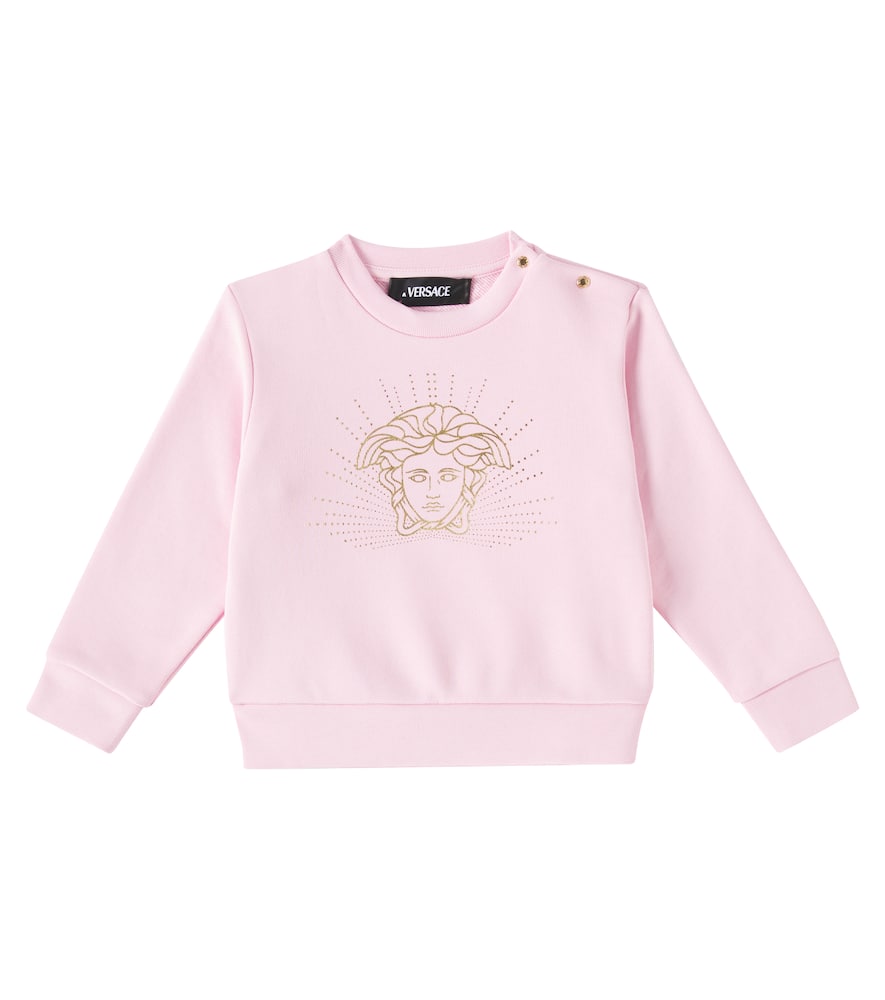 Versace Baby Medusa Cotton Jersey Sweatshirt In Pink