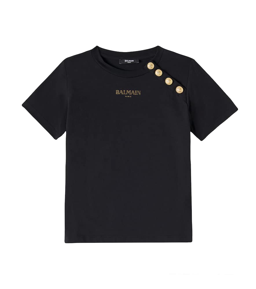 Balmain Logo Cotton Jersey T-shirt In Black