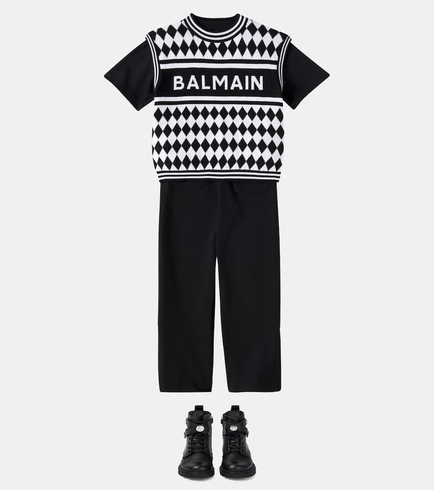 Balmain Logo Cotton Jersey T-shirt In Black