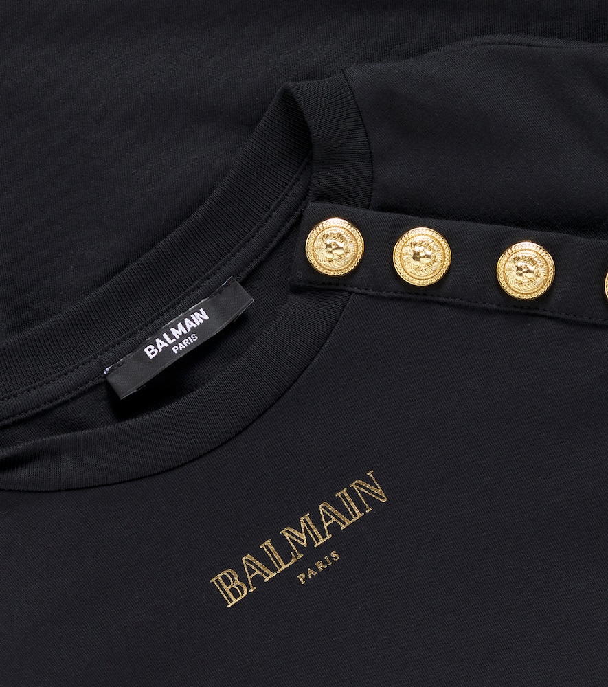 Balmain Logo Cotton Jersey T-shirt In Black