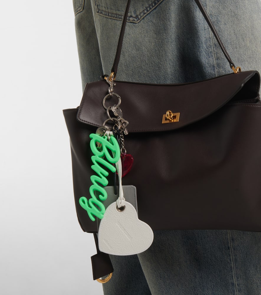 Balenciaga Aki Keychain W/ Leather & Brass Charms In Multicolor