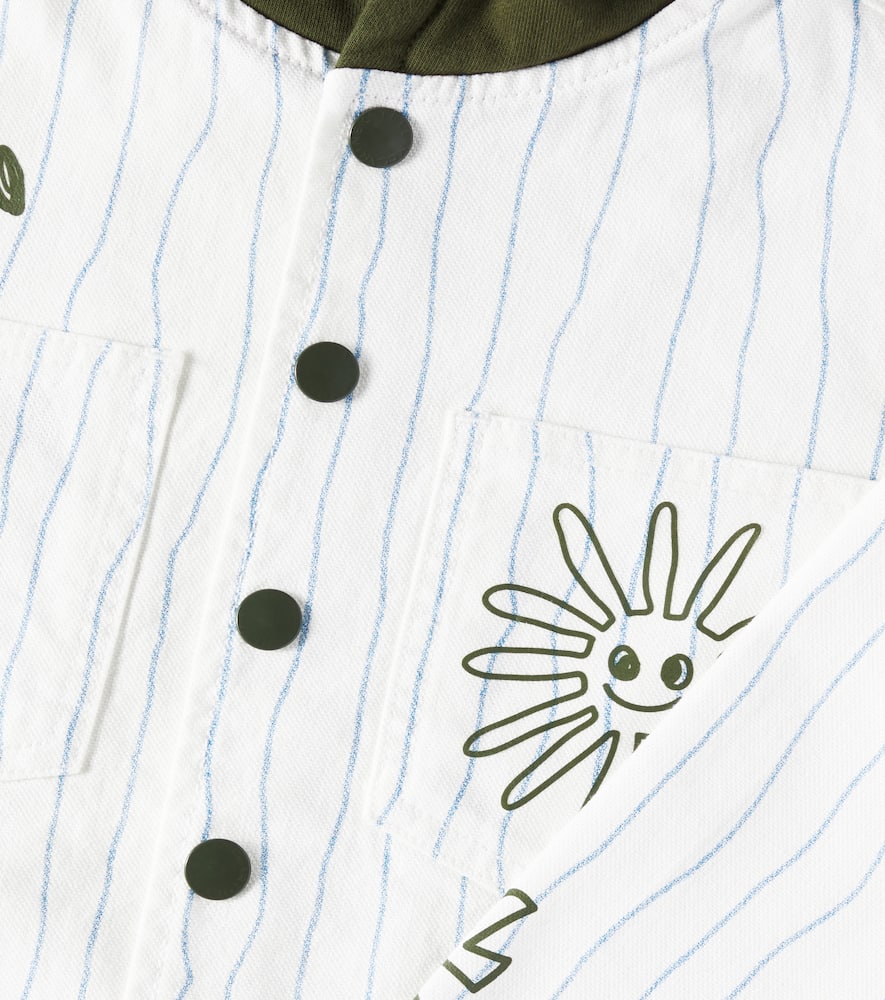 Stella Mccartney Printed Cotton Jacket In Ivory/light Blue