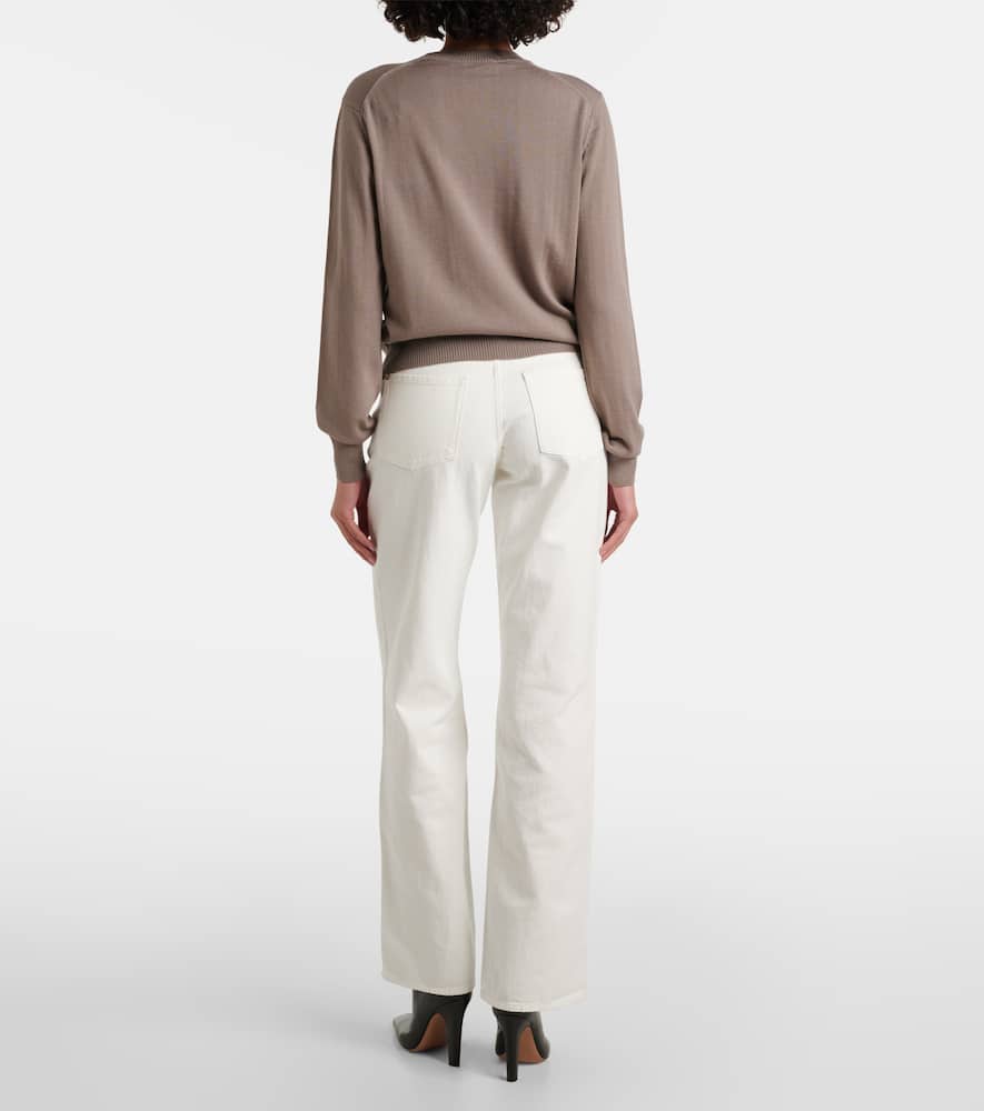 Ami Alexandre Mattiussi Adc Embroidered Wool Sweater In White