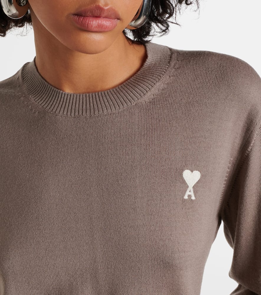 Ami Alexandre Mattiussi Adc Embroidered Wool Sweater In White