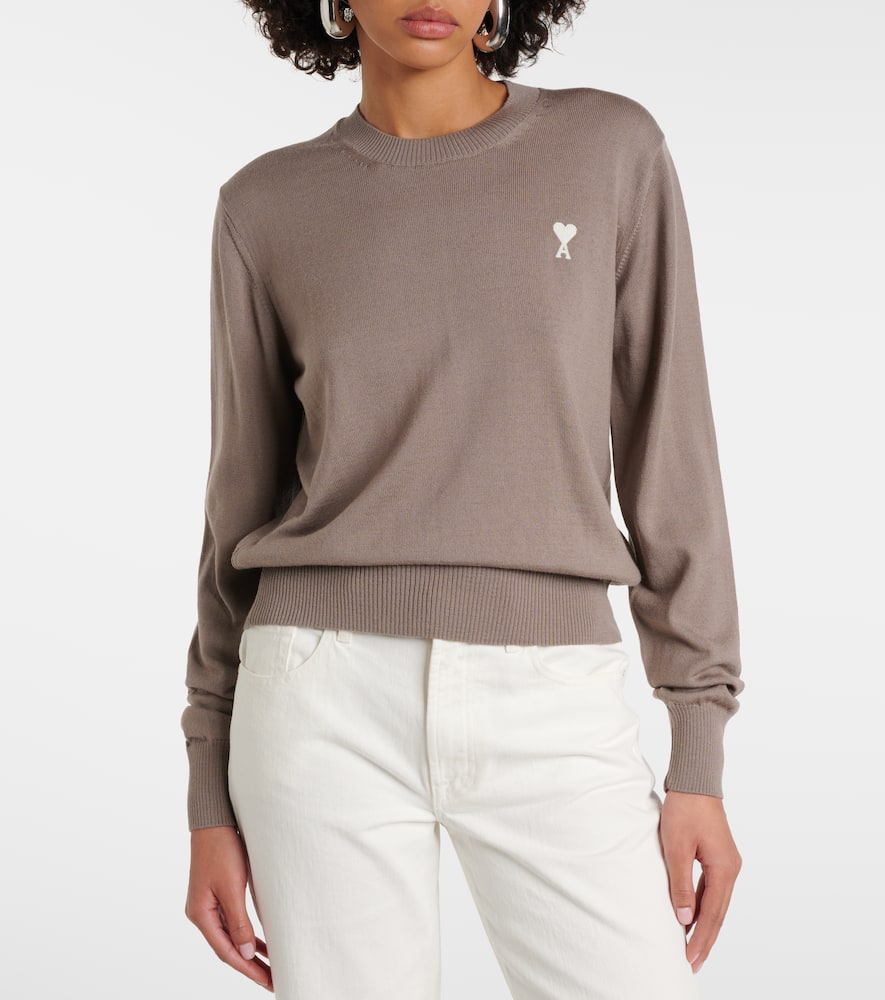 Ami Alexandre Mattiussi Adc Embroidered Wool Sweater In White