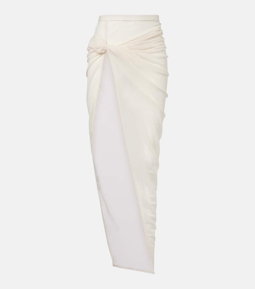 Rick Owens Twist Edfu Asymmetric Draped Jersey Maxi Skirt In Dove 