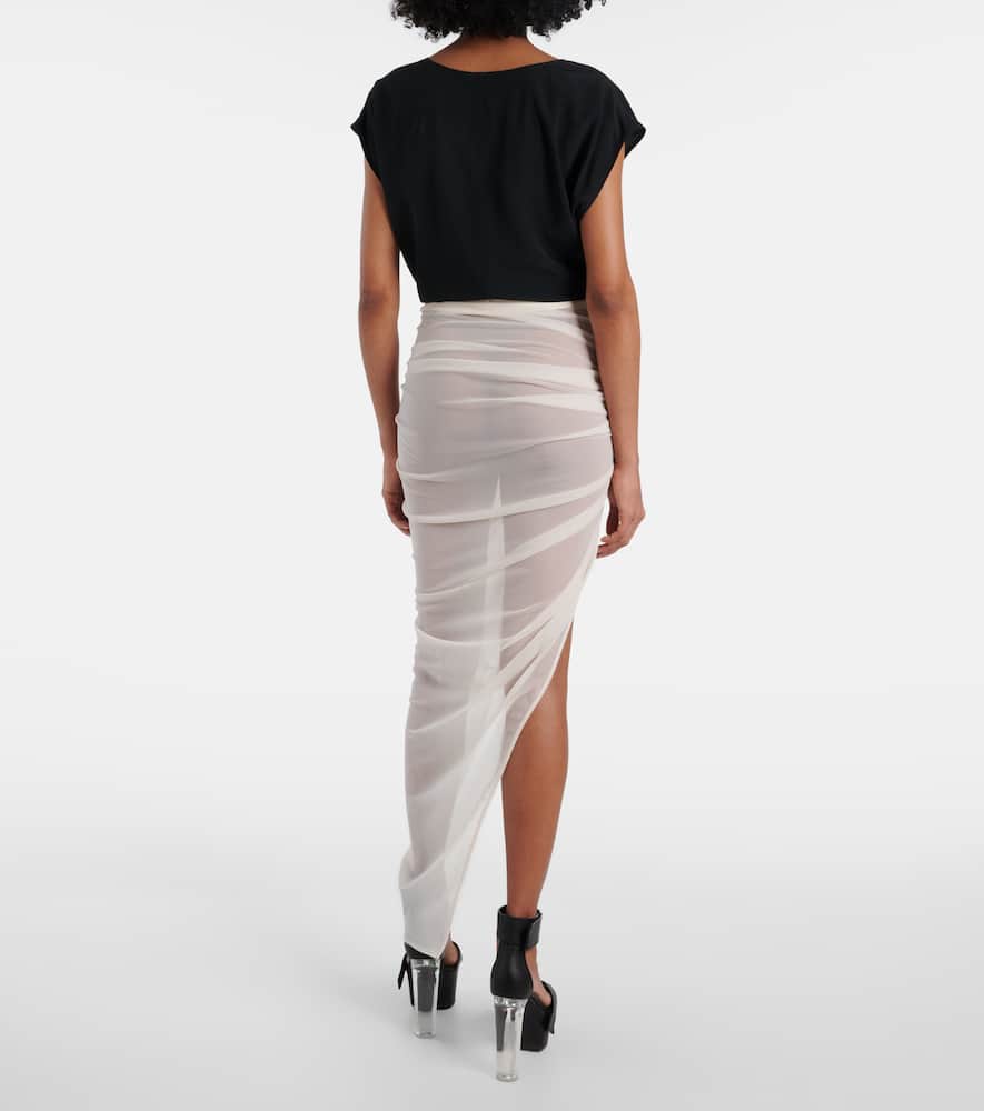Rick Owens Twist Edfu Asymmetric Draped Jersey Maxi Skirt In Dove 