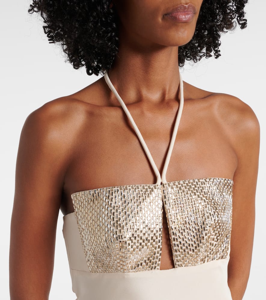 Roland Mouret Halterneck Embellished Silk Gown