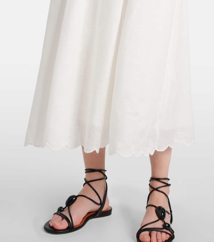 Zimmermann Devi Scallop-edge Cutout Linen-voile Midi Dress