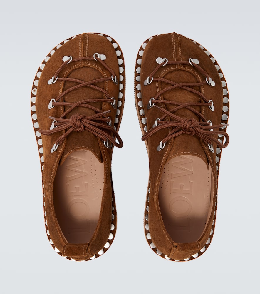 Loewe Mens Brown Rivet Suede Hiking Shoes Eur 44 / 10 Uk In Brown