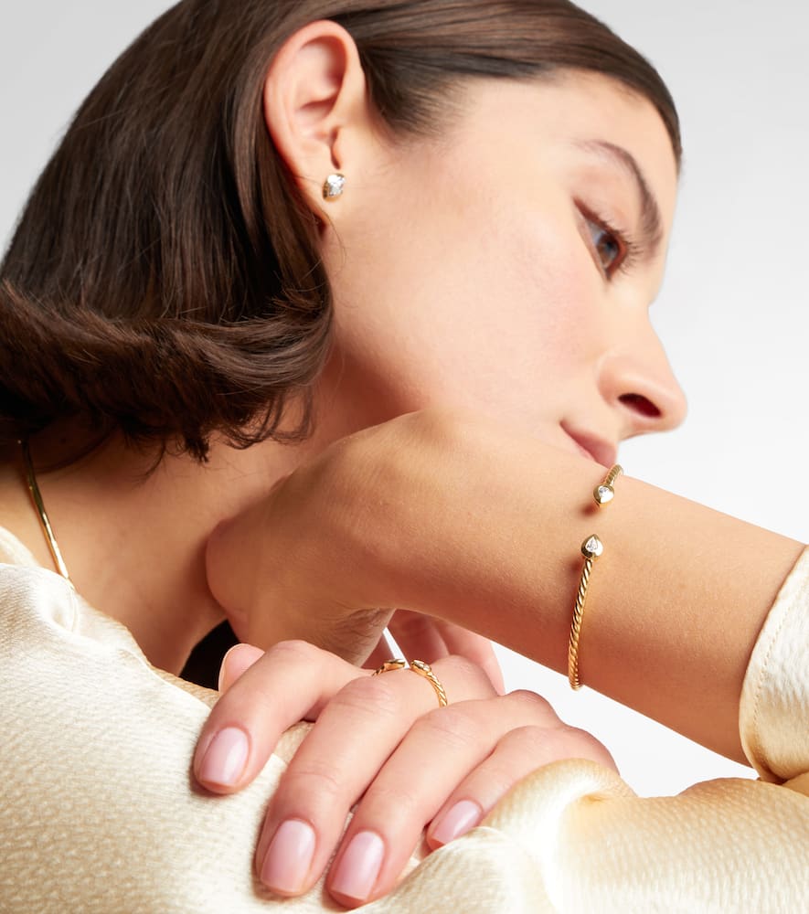 David Yurman Petite Modern Renaissance Cablespira 18kt Gold Bracelet With Diamonds In Gold