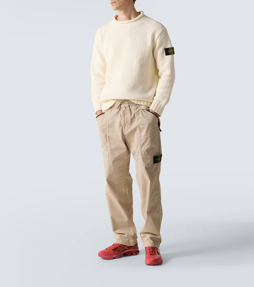 Stone Island Compass Cotton-blend Twill Pants In Nude