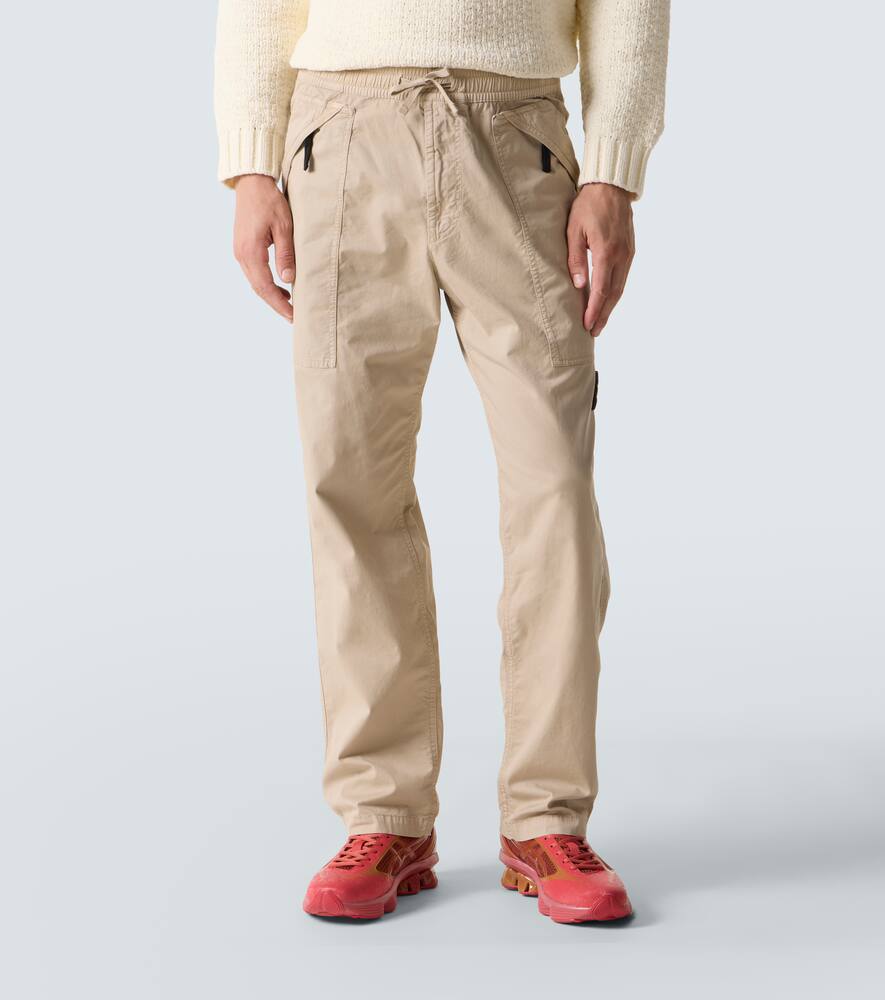 Stone Island Compass Cotton-blend Twill Pants In Nude