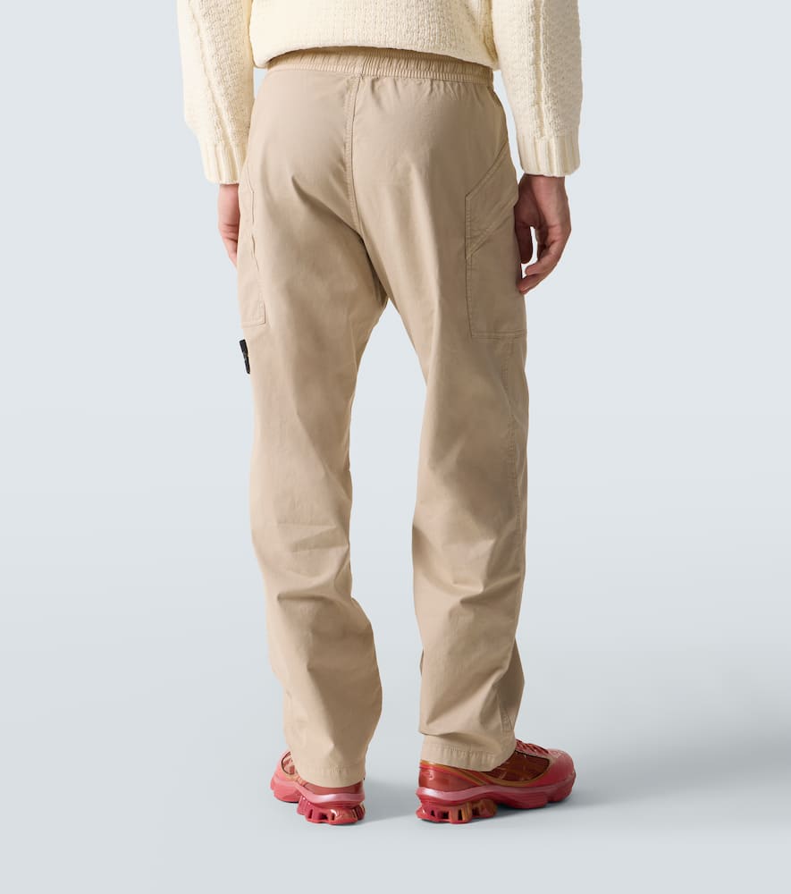 Stone Island Compass Cotton-blend Twill Pants In Nude