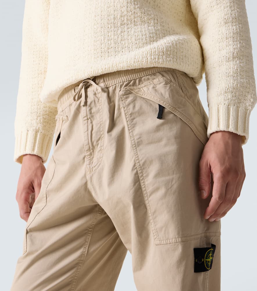 Stone Island Compass Cotton-blend Twill Pants In Nude