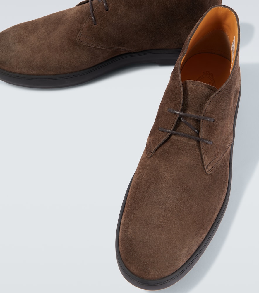 Tod's Suede Combat Boots In Brown