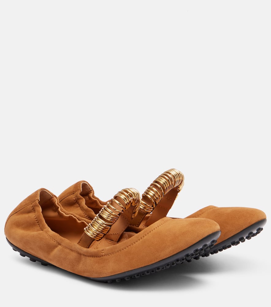Dee embellished suede Mary Jane flats