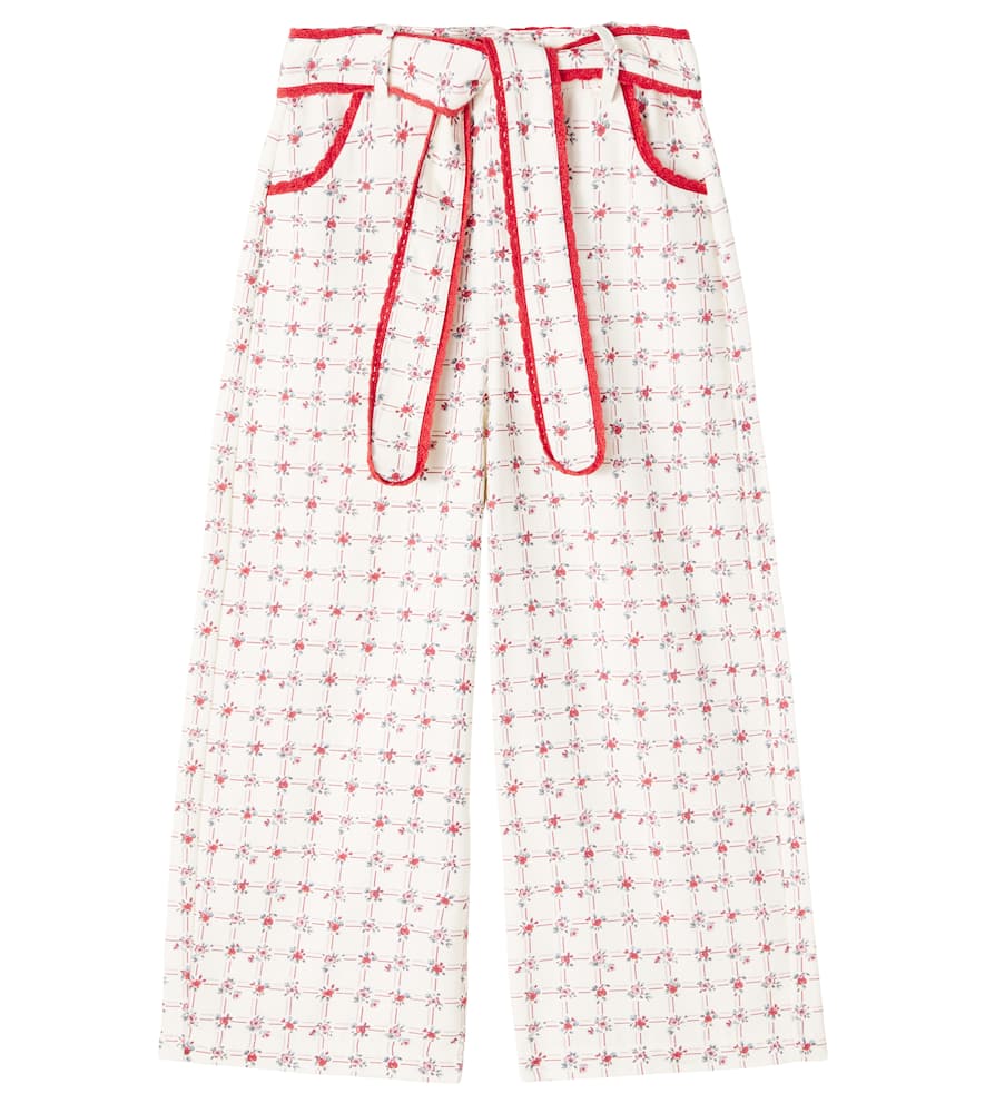 Bebe Organic Lissy Floral Cotton Straight Pants In Neutral