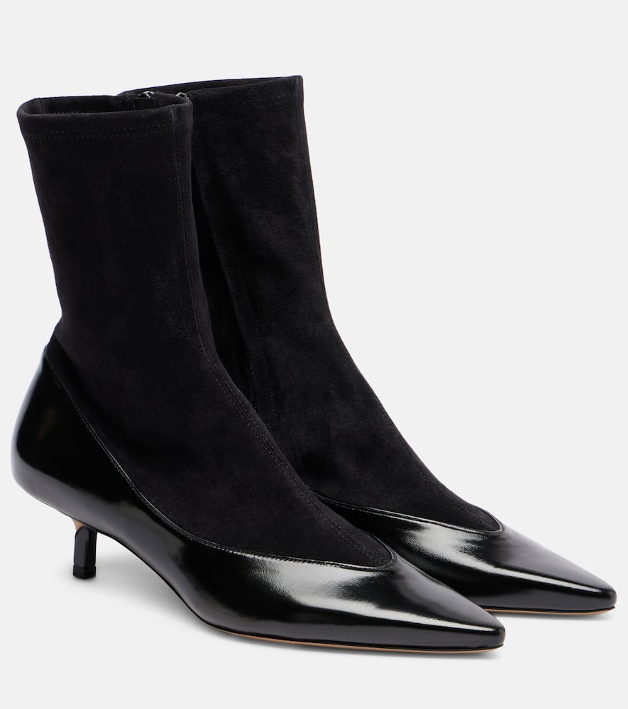 Jacquemus Tourni Leather And Suede Ankle Boots In Black