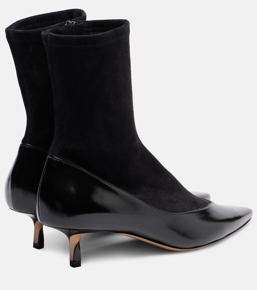 Jacquemus Tourni Leather And Suede Ankle Boots In Black