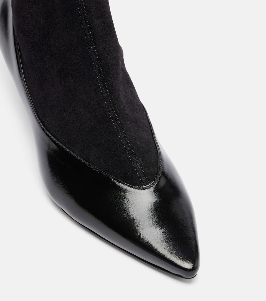 Jacquemus Tourni Leather And Suede Ankle Boots In Black