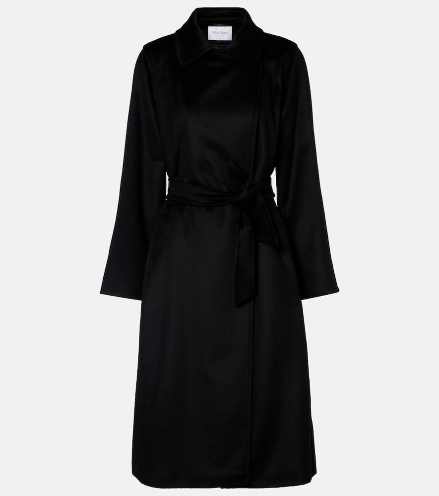 Max Mara Manuela Camel Hair Wrap Coat In Black