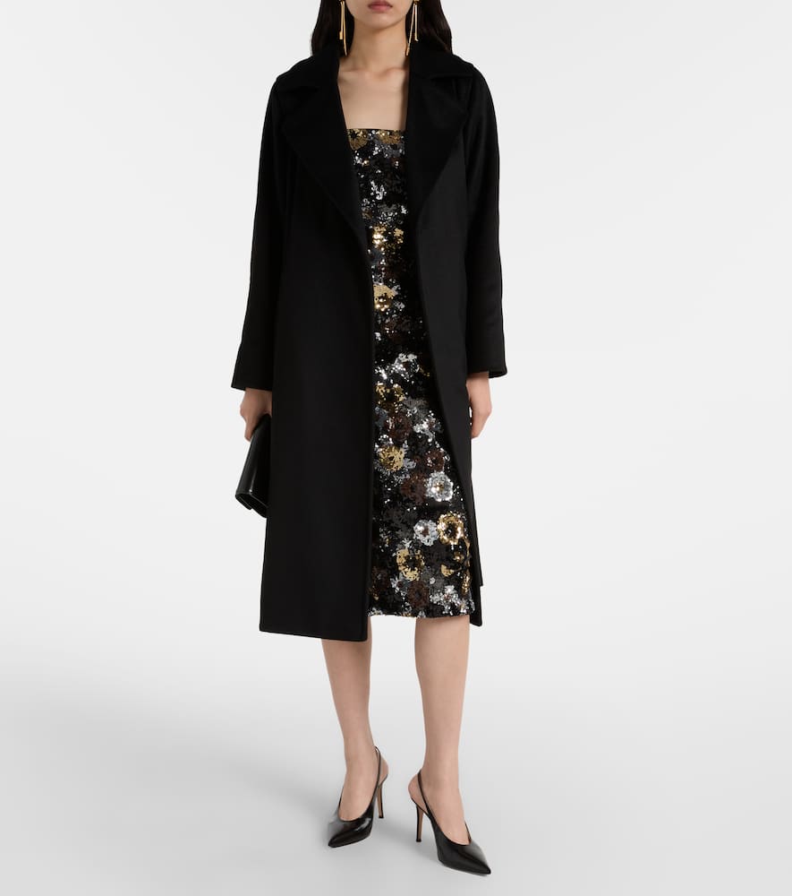 Max Mara Manuela Camel Hair Wrap Coat In Black