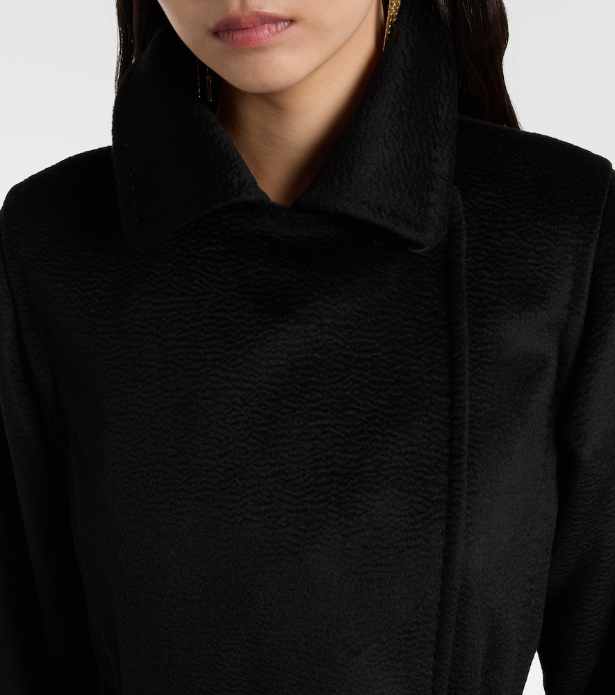 Max Mara Manuela Camel Hair Wrap Coat In Black