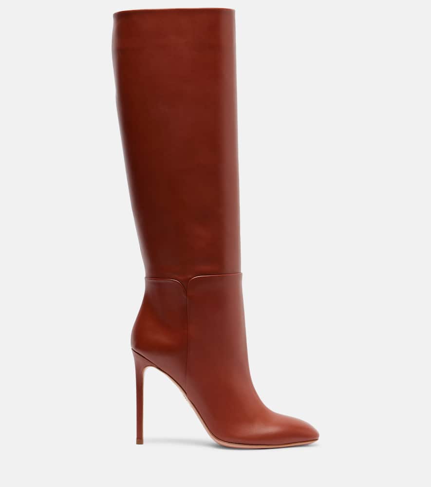 Aquazzura Sellier 105 Leather Knee-high Boots In Brown