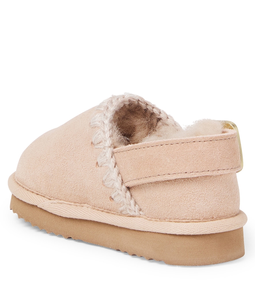  Mou Kids Mou Kids Embroidered Shearling-lined Suede Clogs 