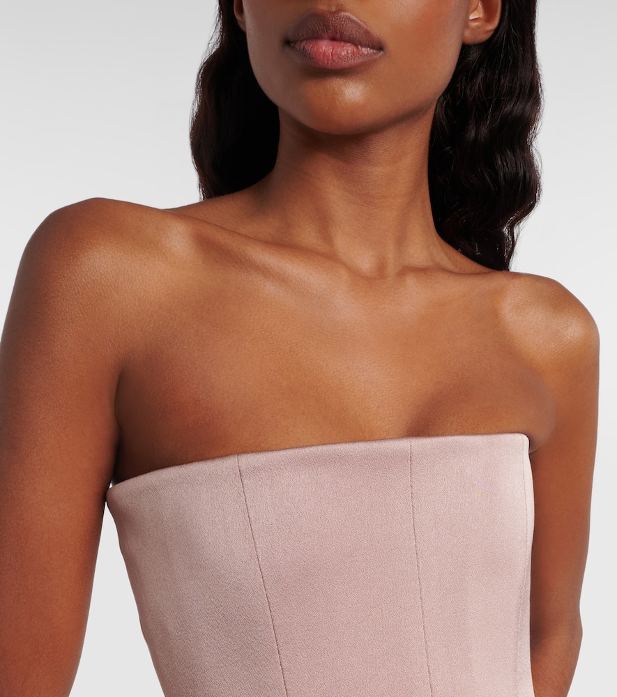 Alex Perry Draped Satin Corset Gown In Sand