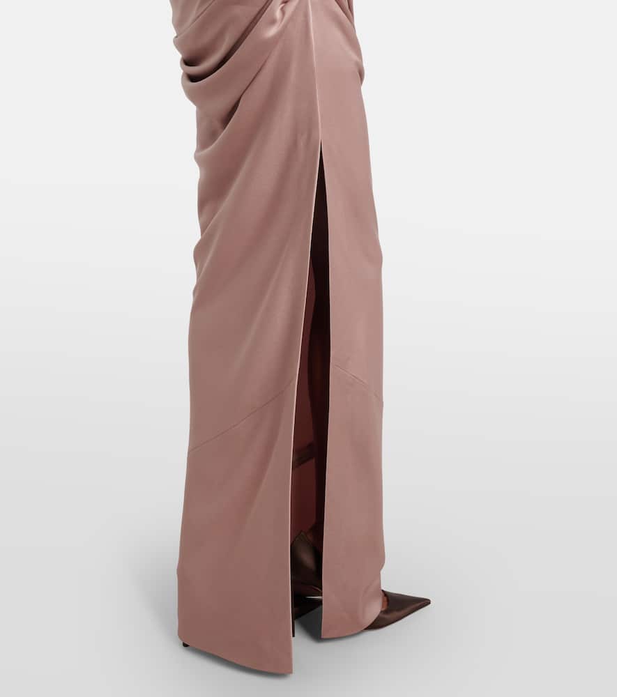 Alex Perry Draped Satin Corset Gown In Sand