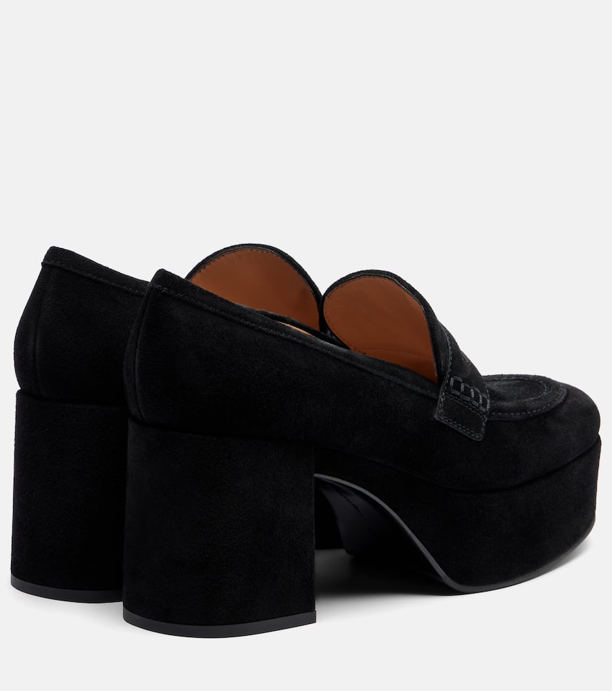 Gianvito Rossi 80 Suede Loafer Pumps In Black