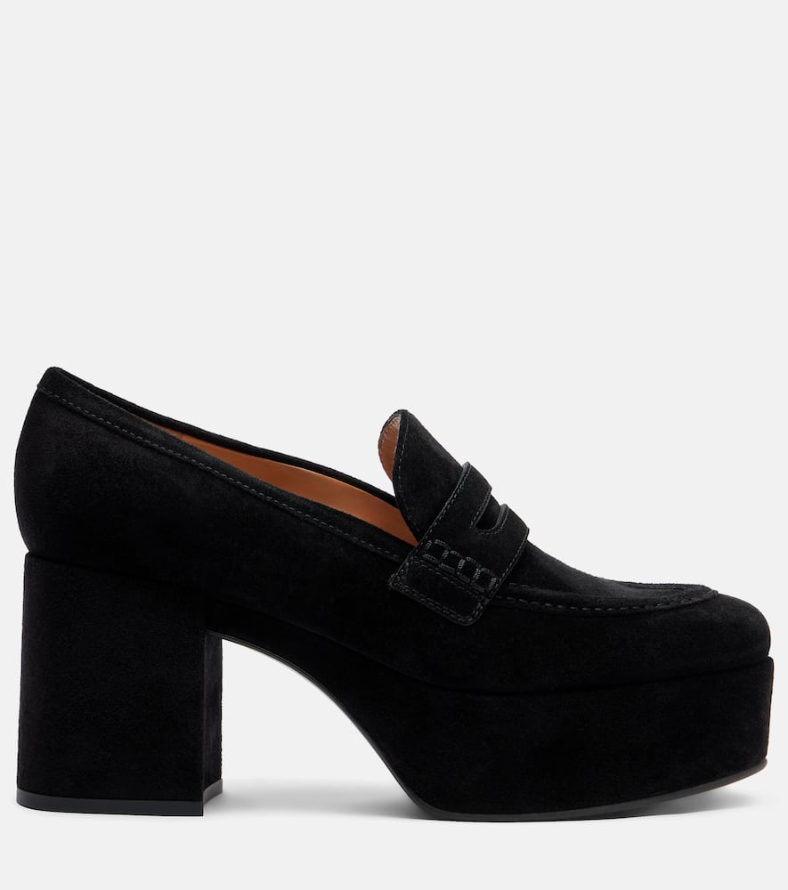 Gianvito Rossi 80 Suede Loafer Pumps In Black