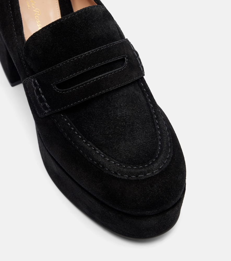 Gianvito Rossi 80 Suede Loafer Pumps In Black
